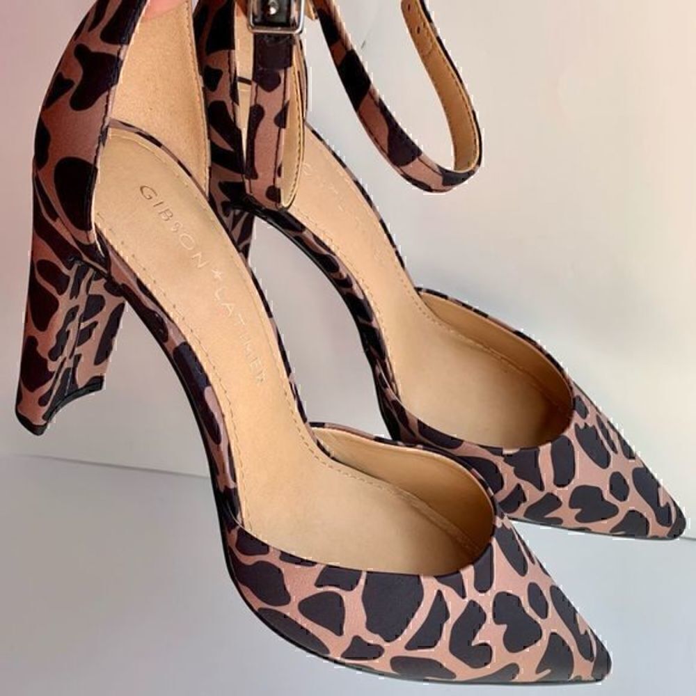 Gibson & Latimer Penny Giraffe Print Block Heels